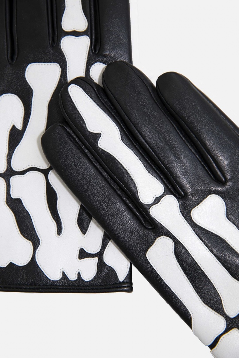 Gant Mnml Skeleton Gloves Black/White Homme | LTY-6910950