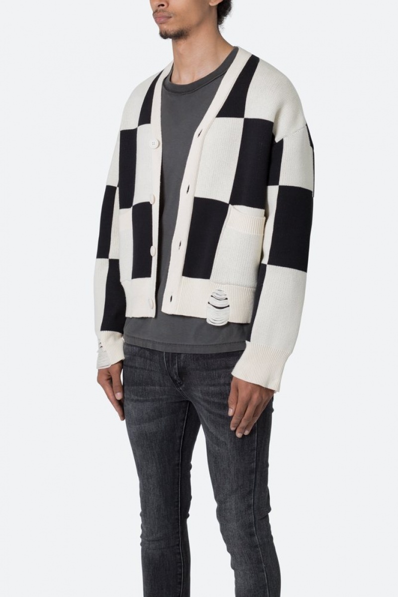 Sweats Mnml Checkered Cardigan Black/White  | UBJ-9365633