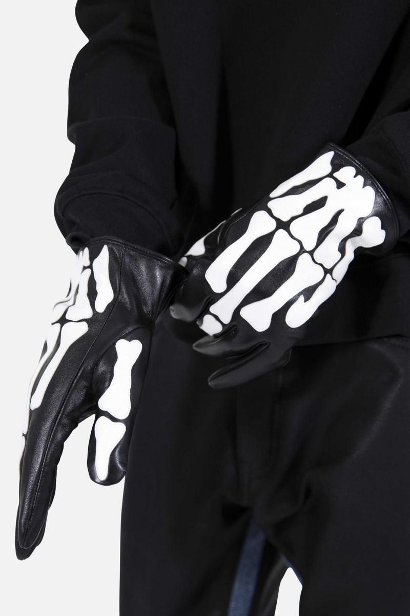 Gant Mnml Skeleton Gloves Black/White Homme | LTY-6910950