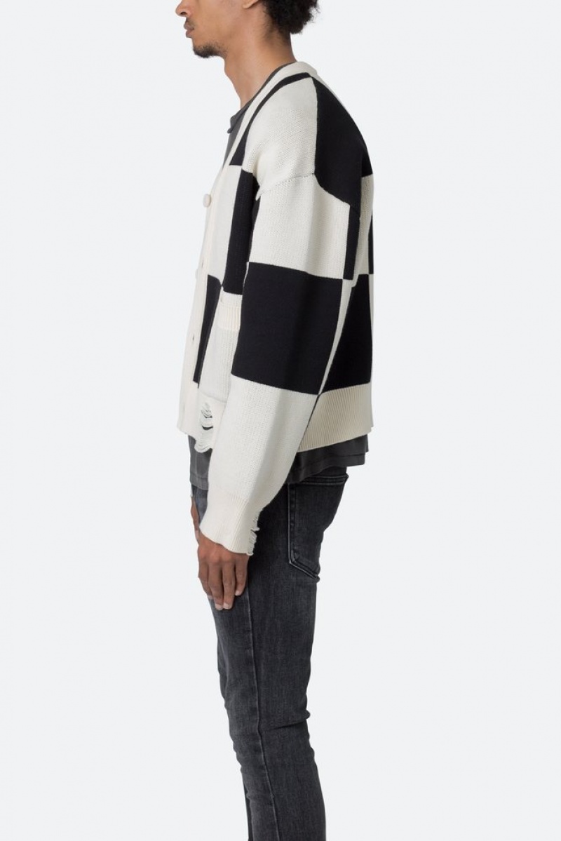 Sweats Mnml Checkered Cardigan Black/White  | UBJ-9365633