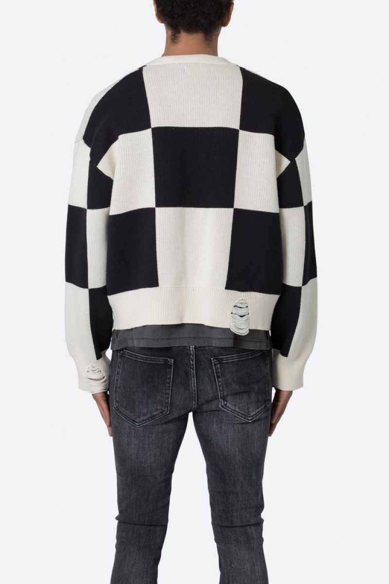 Sweats Mnml Checkered Cardigan Black/White  | UBJ-9365633