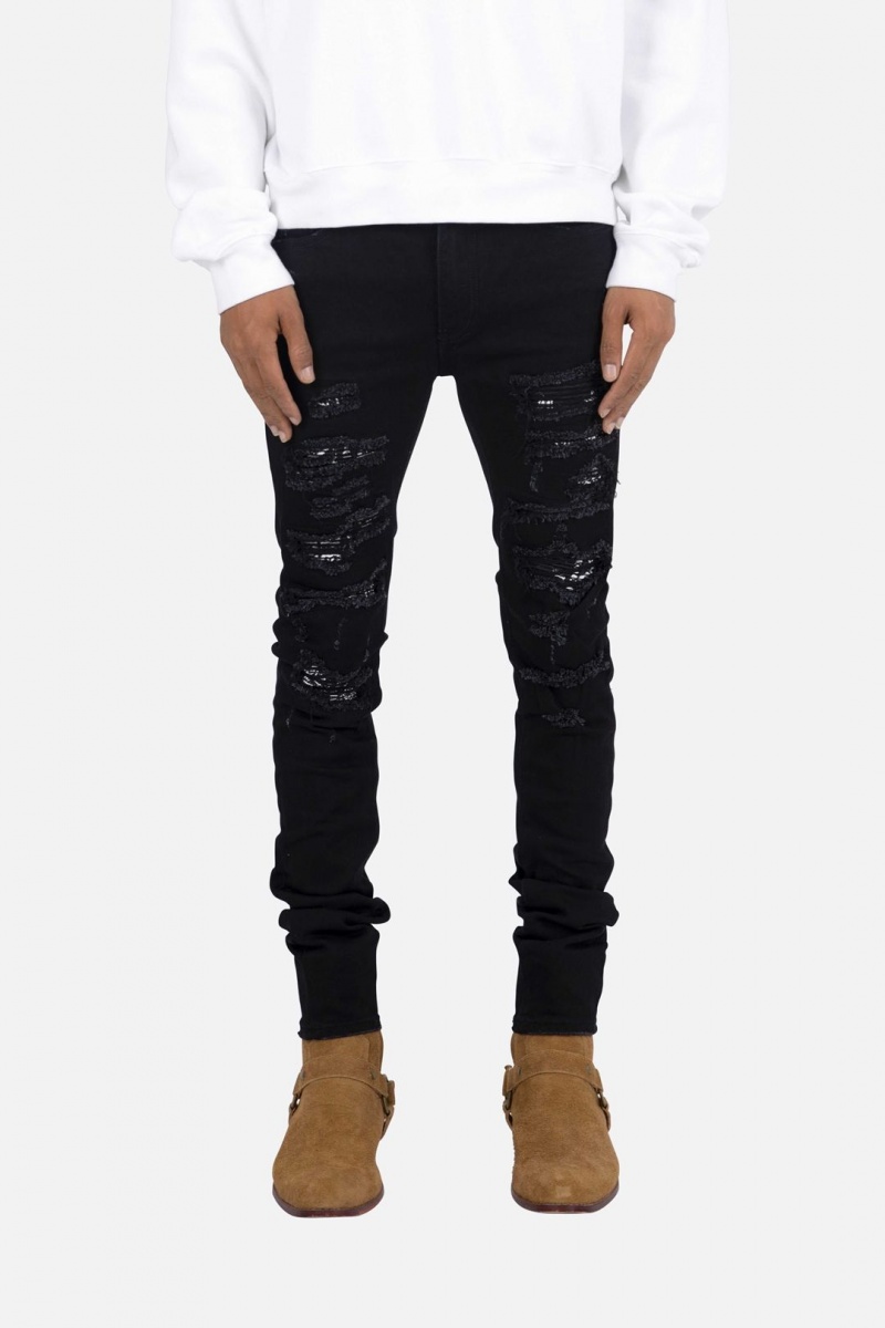 Skinny Denim Mnml X165 Paisley Mince Denim Black/Black Homme | XVT-1543856