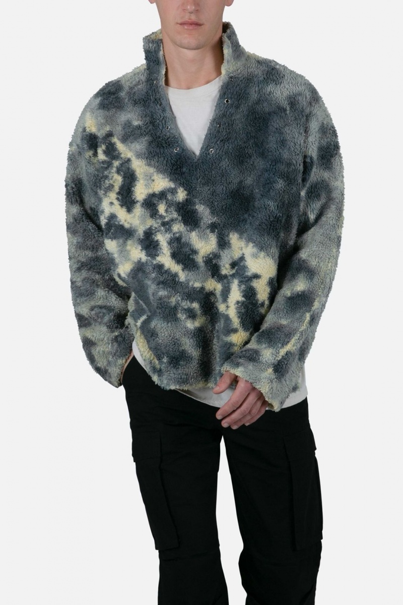 Vestes Mnml Tie Dye Sherpa Pullover Blue/Multi Homme | MJY-9730926