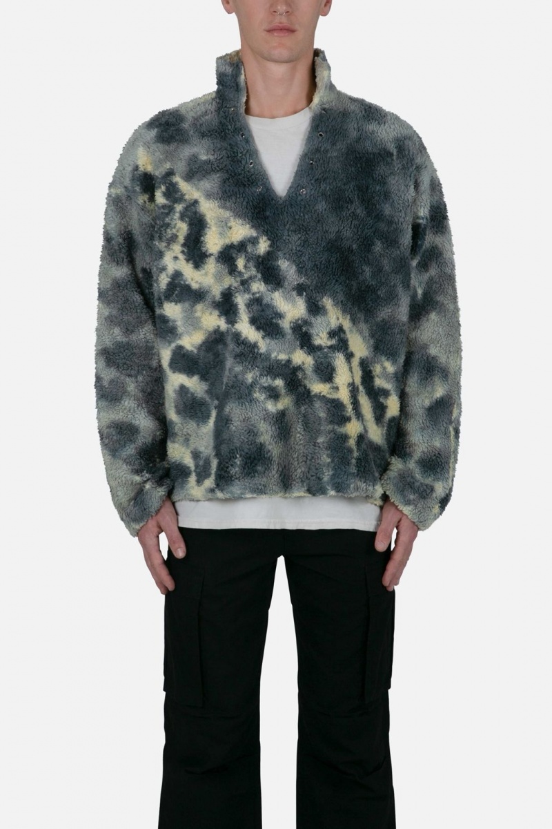 Vestes Mnml Tie Dye Sherpa Pullover Blue/Multi Homme | MJY-9730926