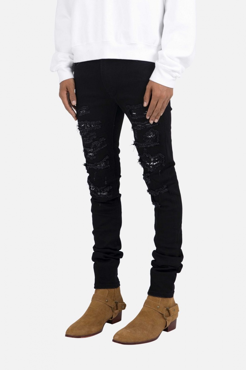 Skinny Denim Mnml X165 Paisley Mince Denim Black/Black Homme | XVT-1543856