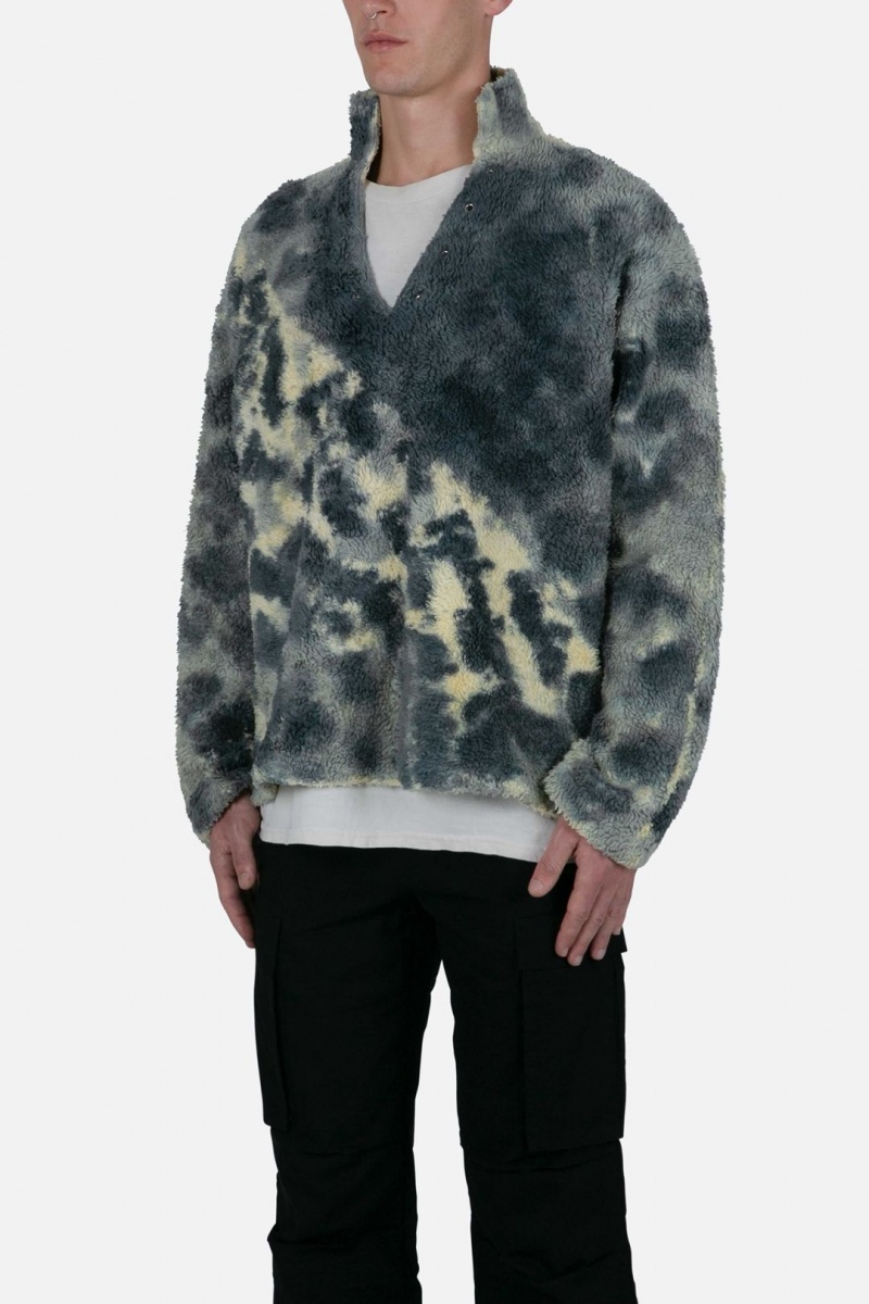 Vestes Mnml Tie Dye Sherpa Pullover Blue/Multi Homme | MJY-9730926