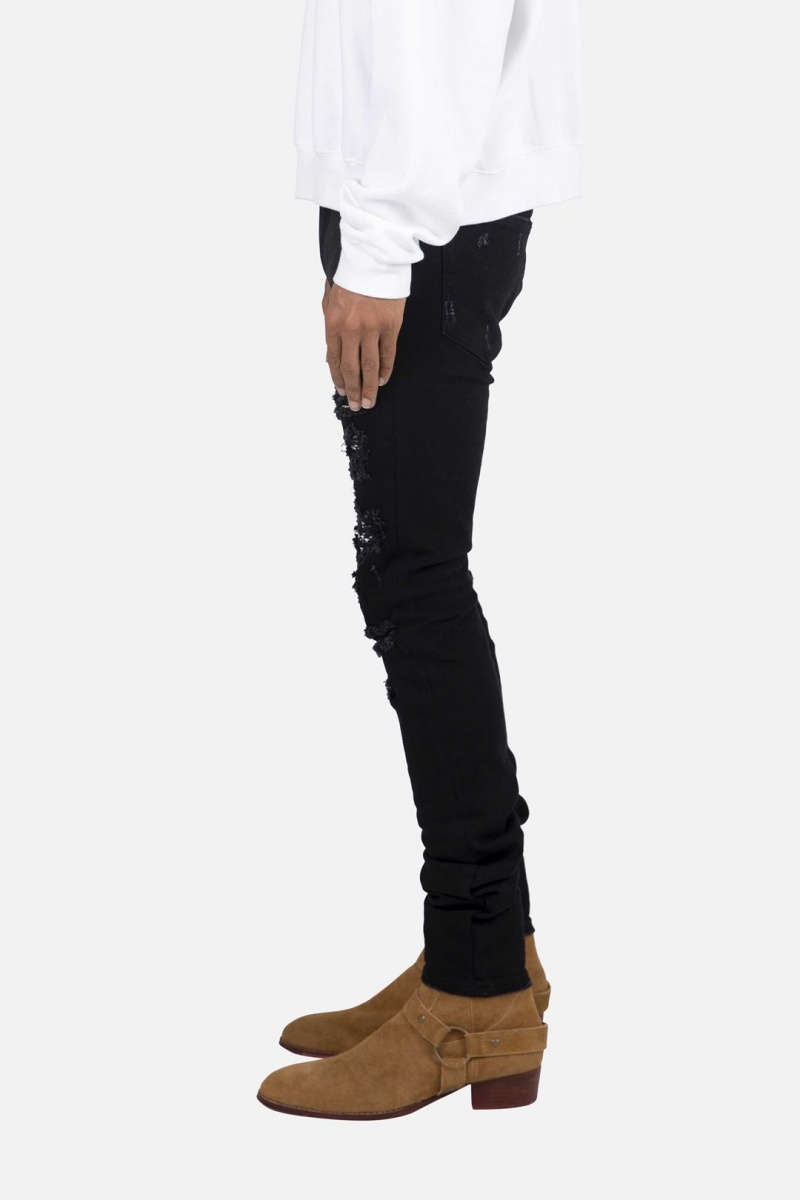 Skinny Denim Mnml X165 Paisley Mince Denim Black/Black Homme | XVT-1543856