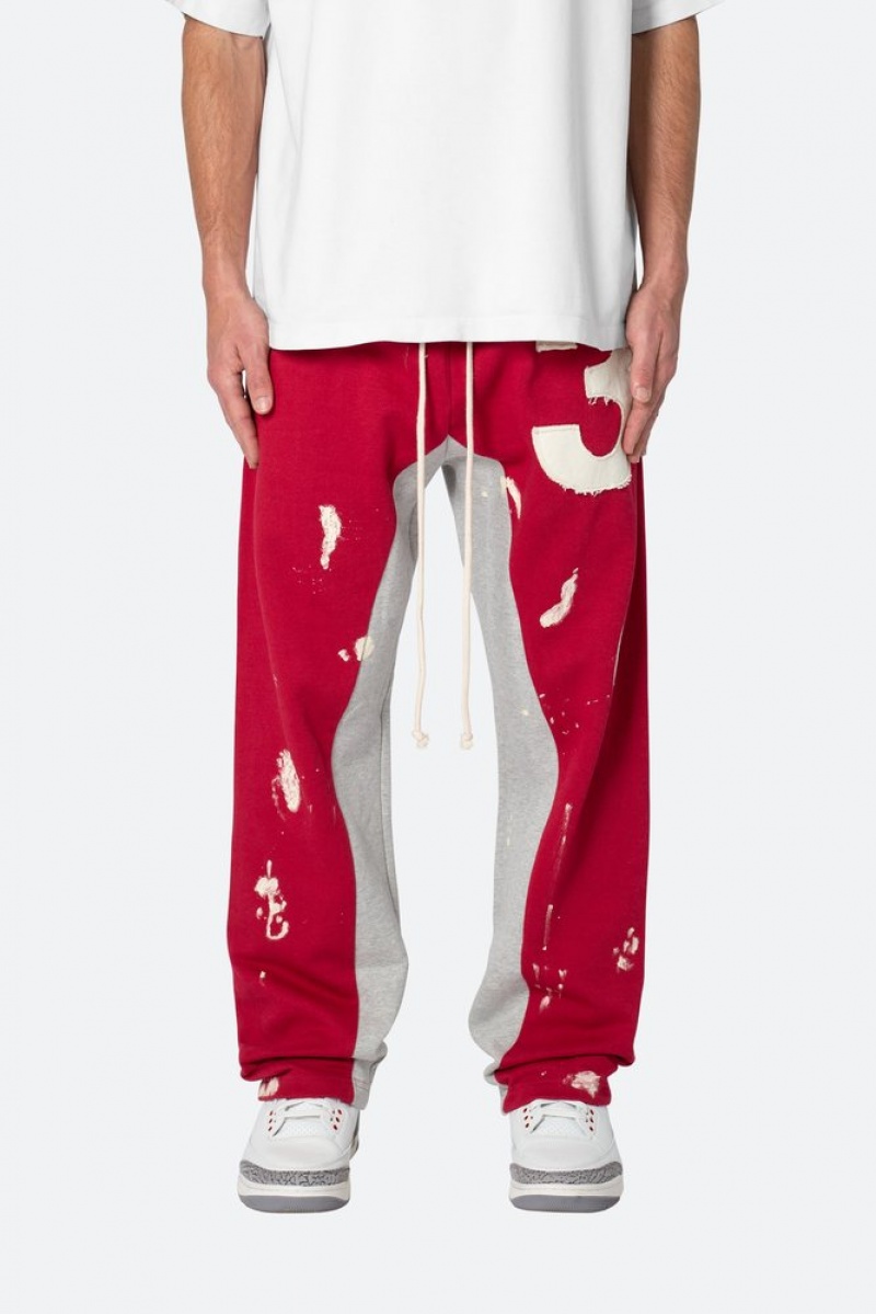 Pantalon Survêtement Mnml 3 Patch Contrast Sweatpants Red/Grey  | NZK-6780694