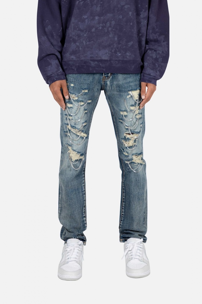 Straight Denim Mnml D436 Chain Droit Denim Bleu Homme | GSJ-8911374