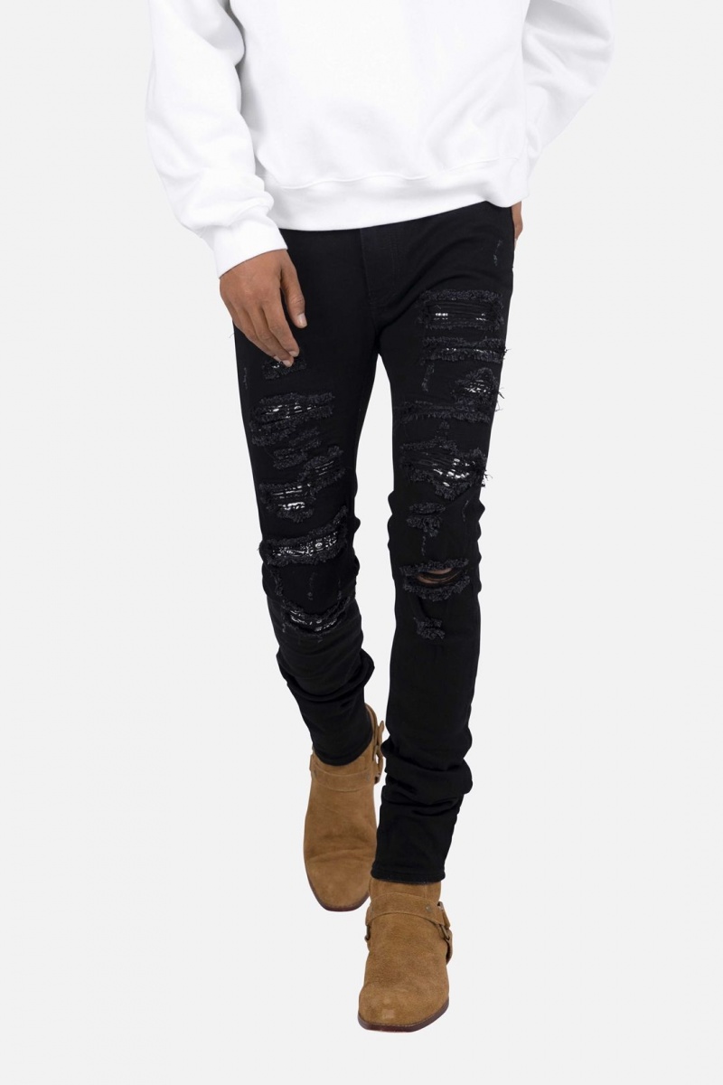 Skinny Denim Mnml X165 Paisley Mince Denim Black/Black Homme | XVT-1543856