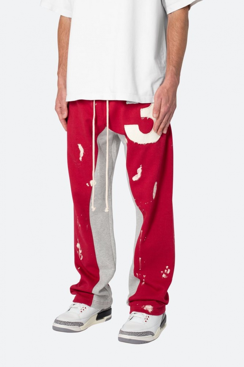 Pantalon Survêtement Mnml 3 Patch Contrast Sweatpants Red/Grey  | NZK-6780694