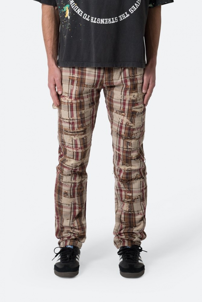 Pants & Chinos Mnml Distressed Plaid Pants Multi  | XCI-2019797