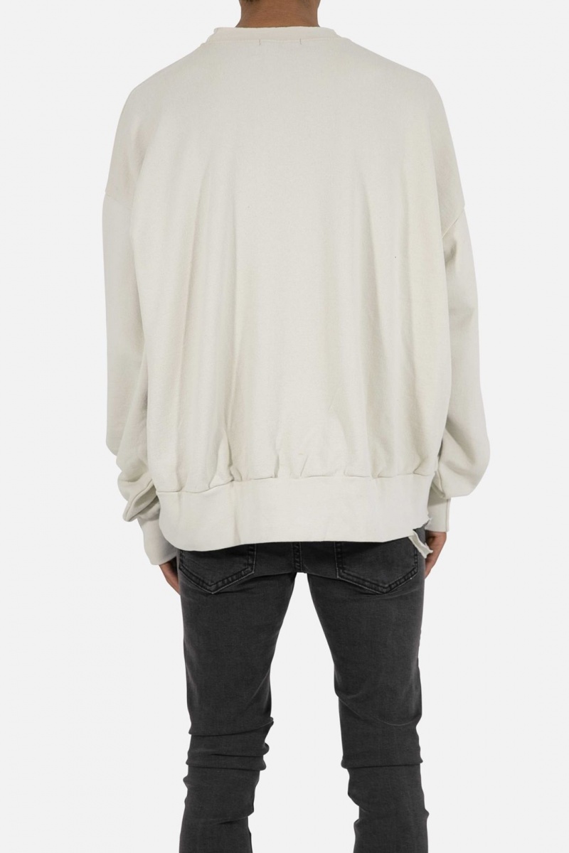 Sweats Mnml Threaded Collar Crewneck Blanche Homme | VJU-6486789