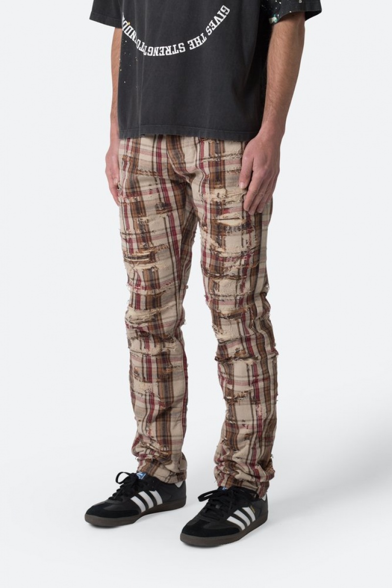 Pants & Chinos Mnml Distressed Plaid Pants Multi  | XCI-2019797