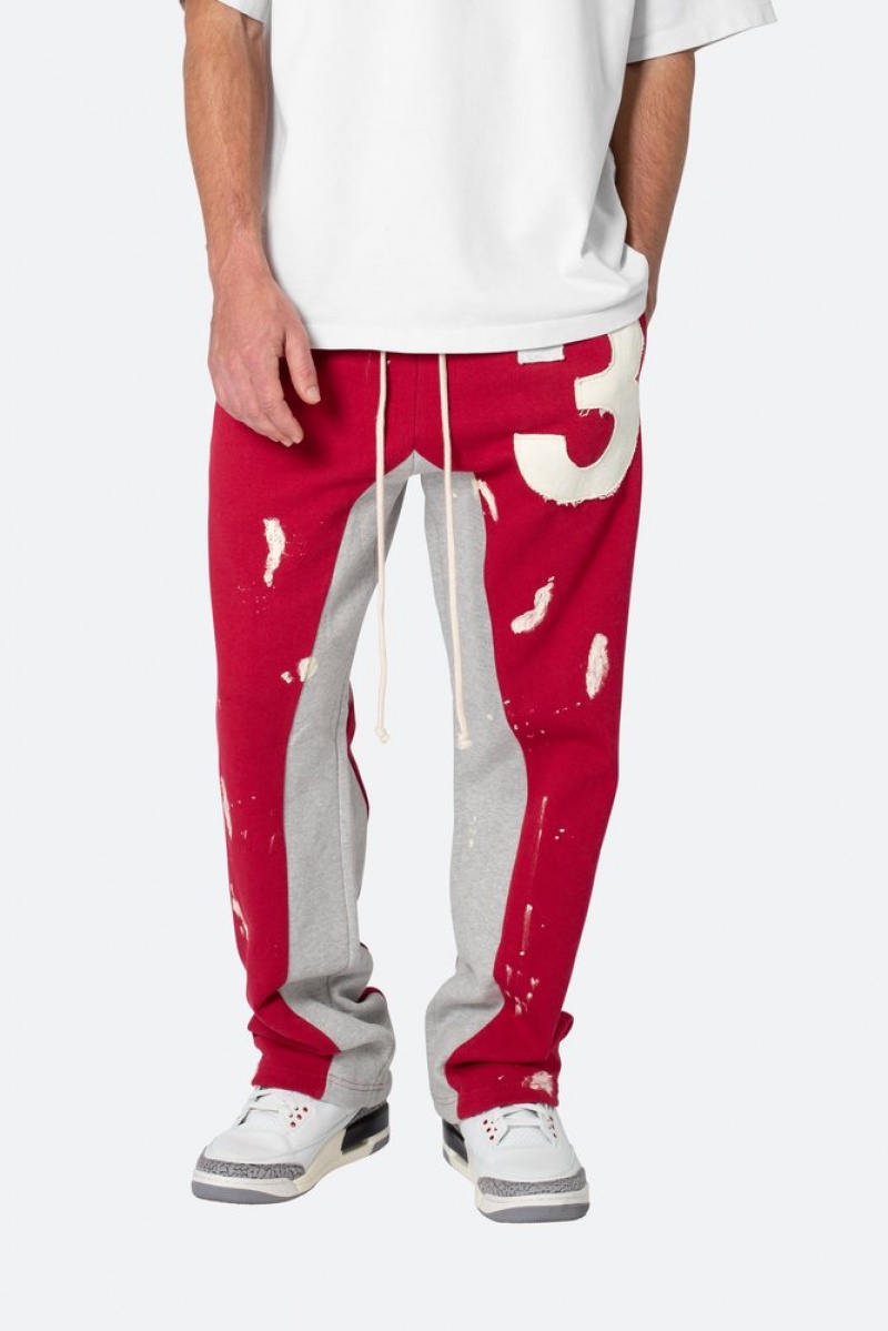 Pantalon Survêtement Mnml 3 Patch Contrast Sweatpants Red/Grey  | NZK-6780694