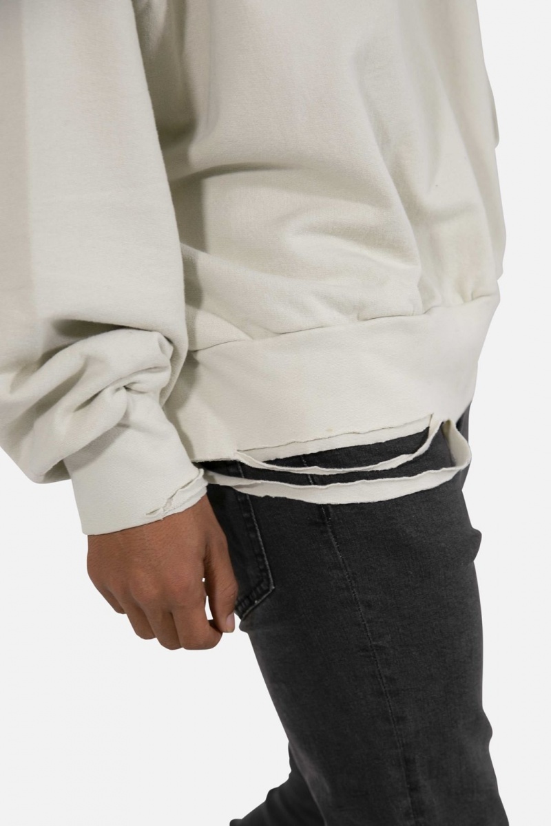 Sweats Mnml Threaded Collar Crewneck Blanche Homme | VJU-6486789