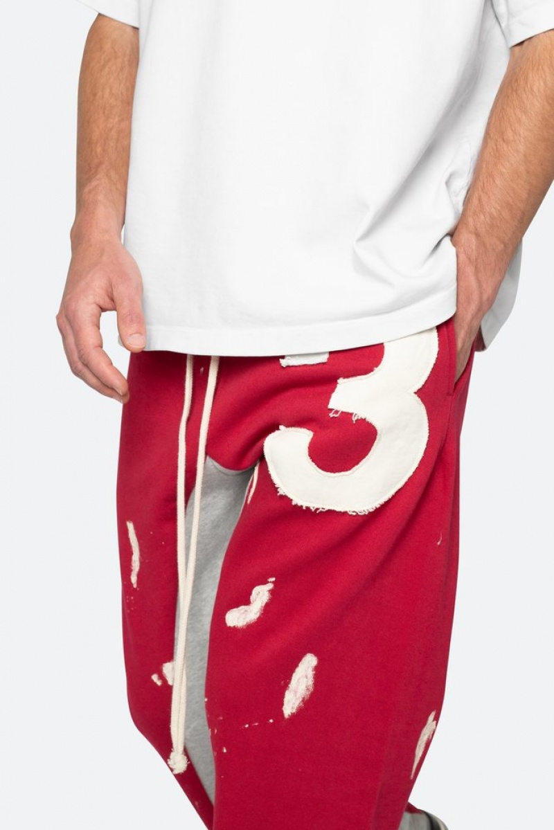 Pantalon Survêtement Mnml 3 Patch Contrast Sweatpants Red/Grey  | NZK-6780694