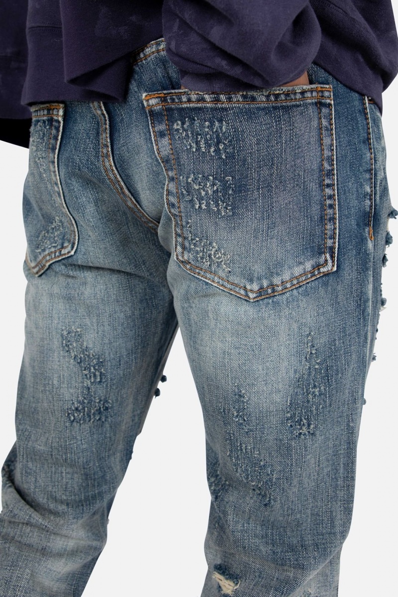 Straight Denim Mnml D436 Chain Droit Denim Bleu Homme | GSJ-8911374