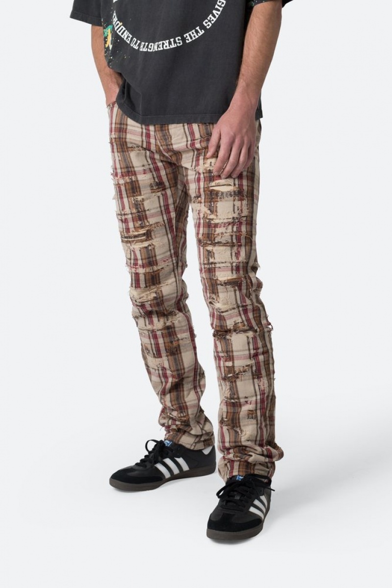 Pants & Chinos Mnml Distressed Plaid Pants Multi  | XCI-2019797