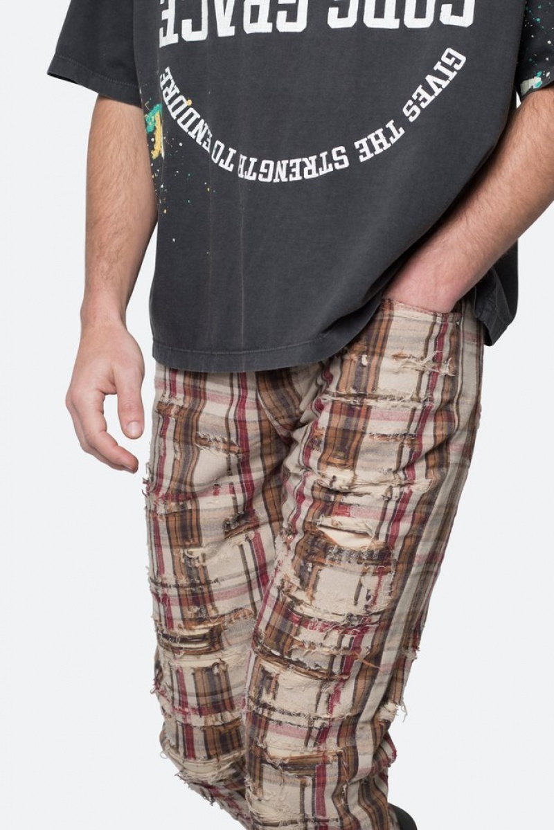 Pants & Chinos Mnml Distressed Plaid Pants Multi  | XCI-2019797