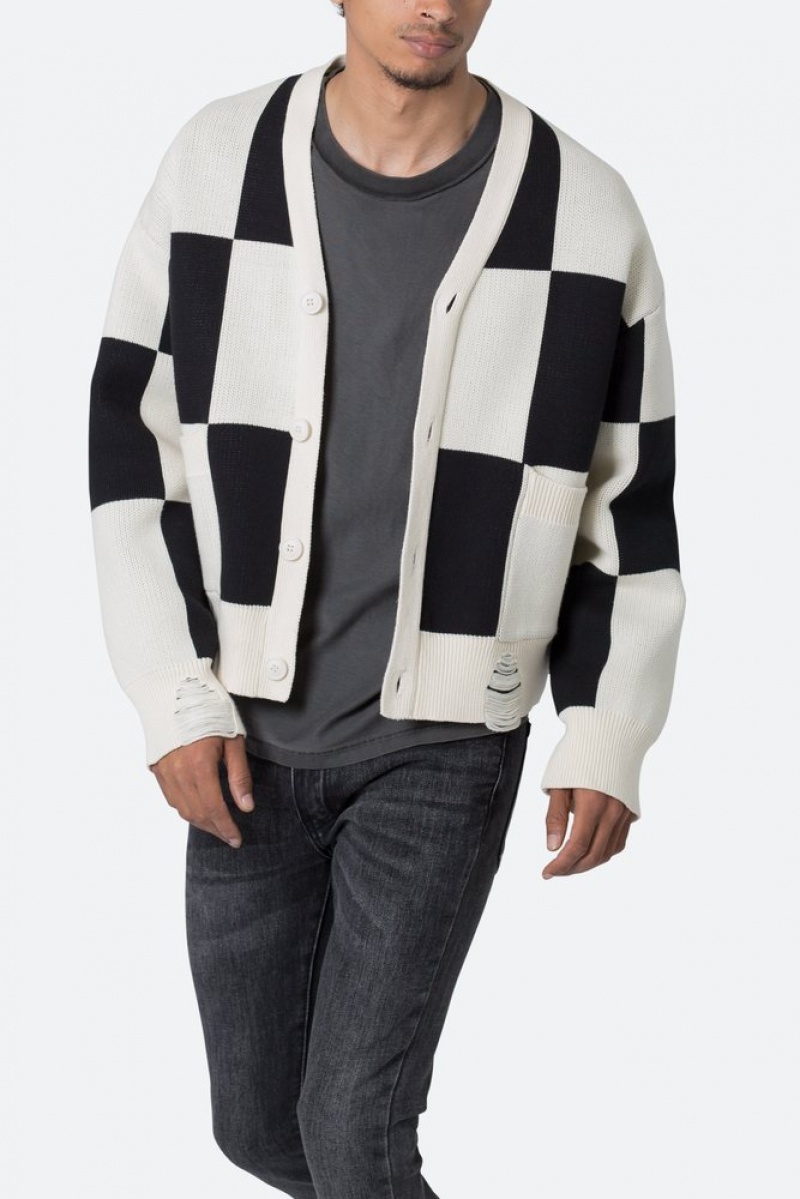 Sweats Mnml Checkered Cardigan Black/White  | UBJ-9365633