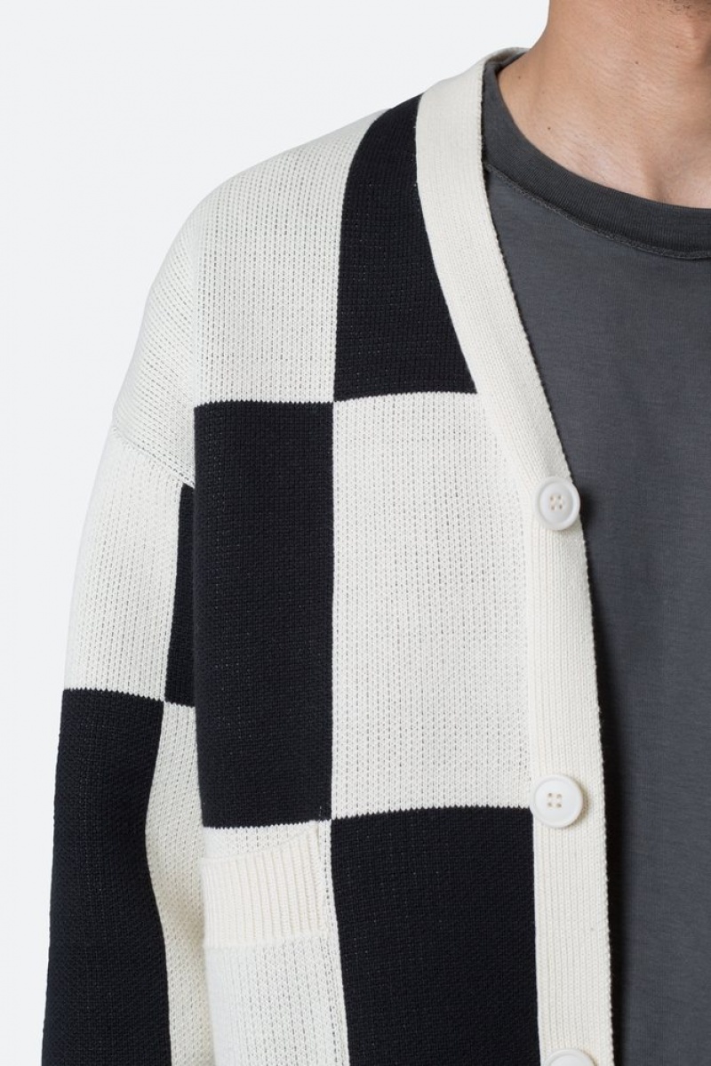 Sweats Mnml Checkered Cardigan Black/White  | UBJ-9365633