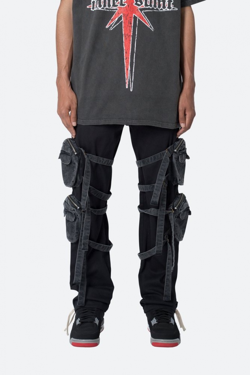 Cargos Mnml Twill Strapped Cargo Pants Noir  | LNM-6108743