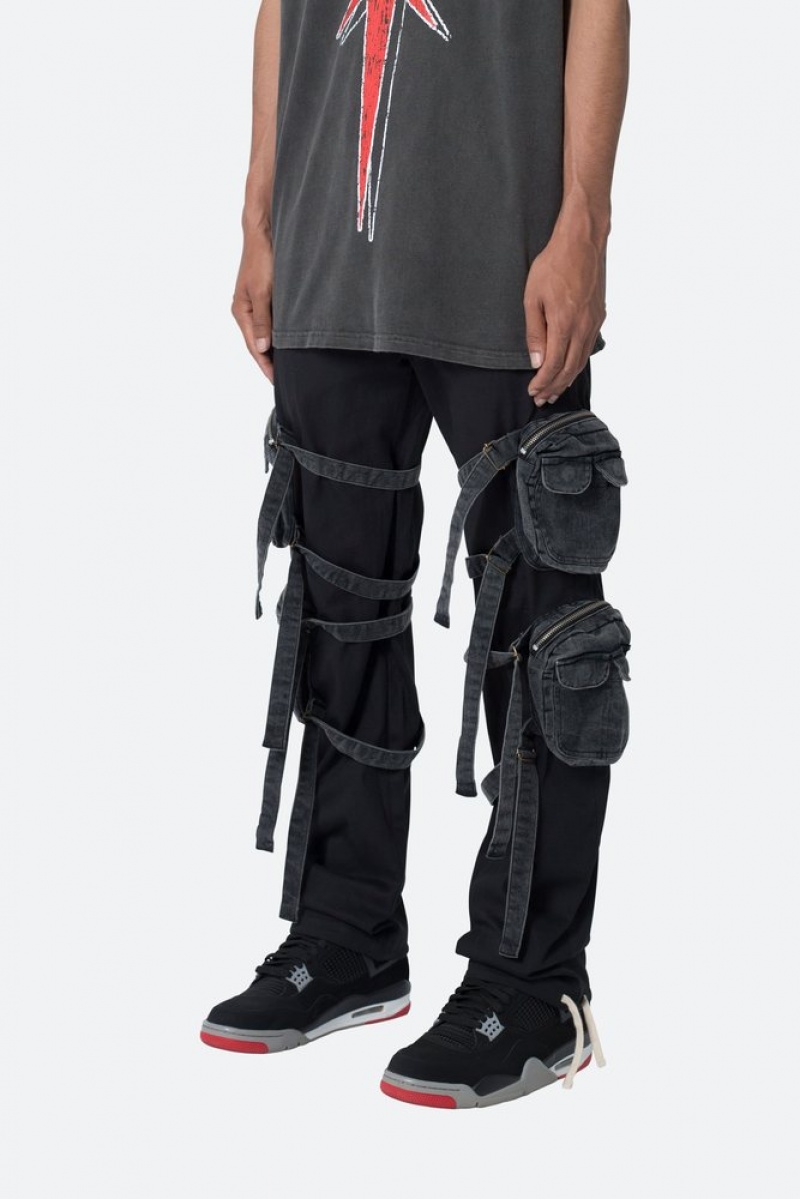 Cargos Mnml Twill Strapped Cargo Pants Noir  | LNM-6108743