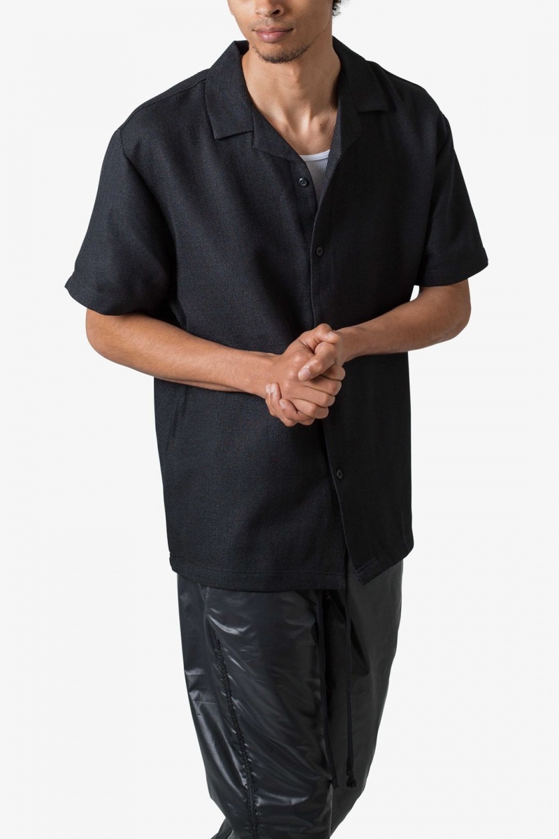 Chemises Mnml Linen Blend S/S Shirt Noir  | ICP-5031645