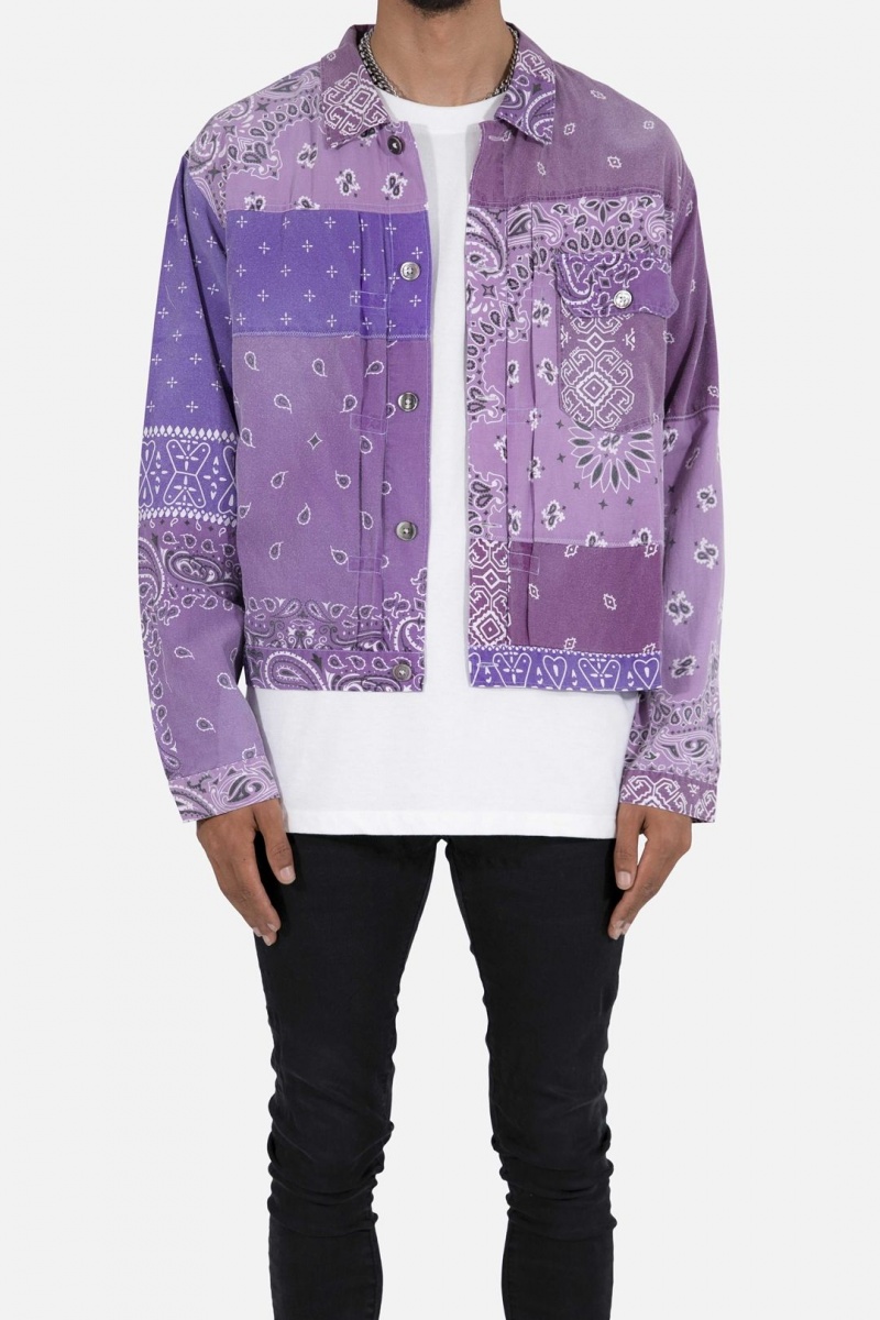 Chemises Mnml Bandana Trucker Shirt Violette Homme | EYQ-5892585