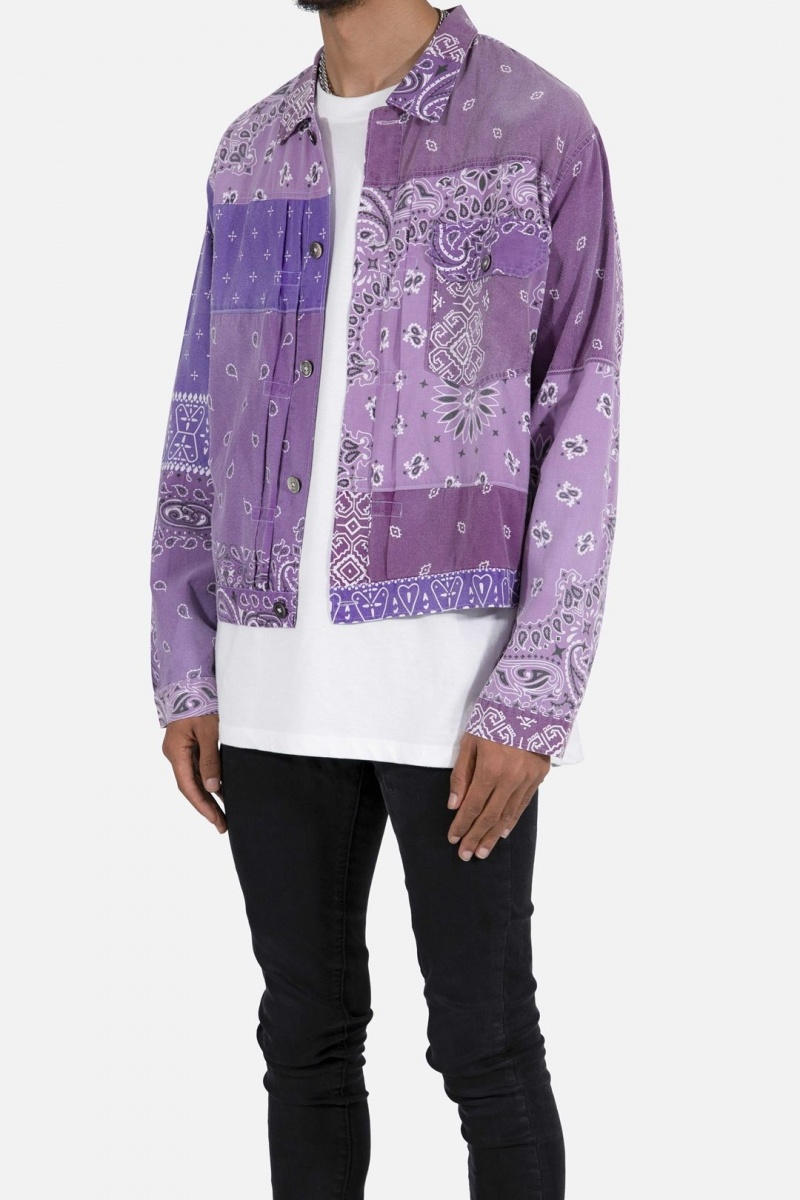 Chemises Mnml Bandana Trucker Shirt Violette Homme | EYQ-5892585