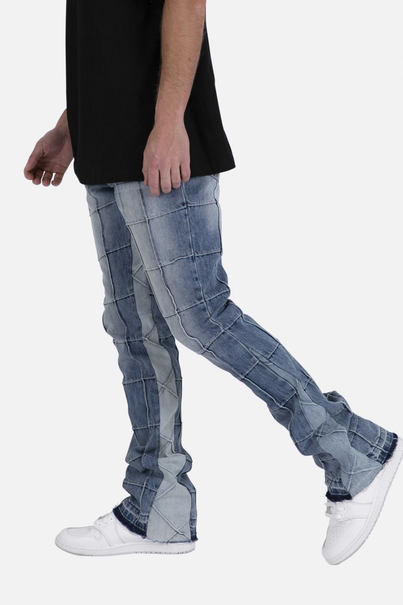 Flare Denim Mnml B420 Paneled Flare Denim Bleu Homme | SIG-6621798