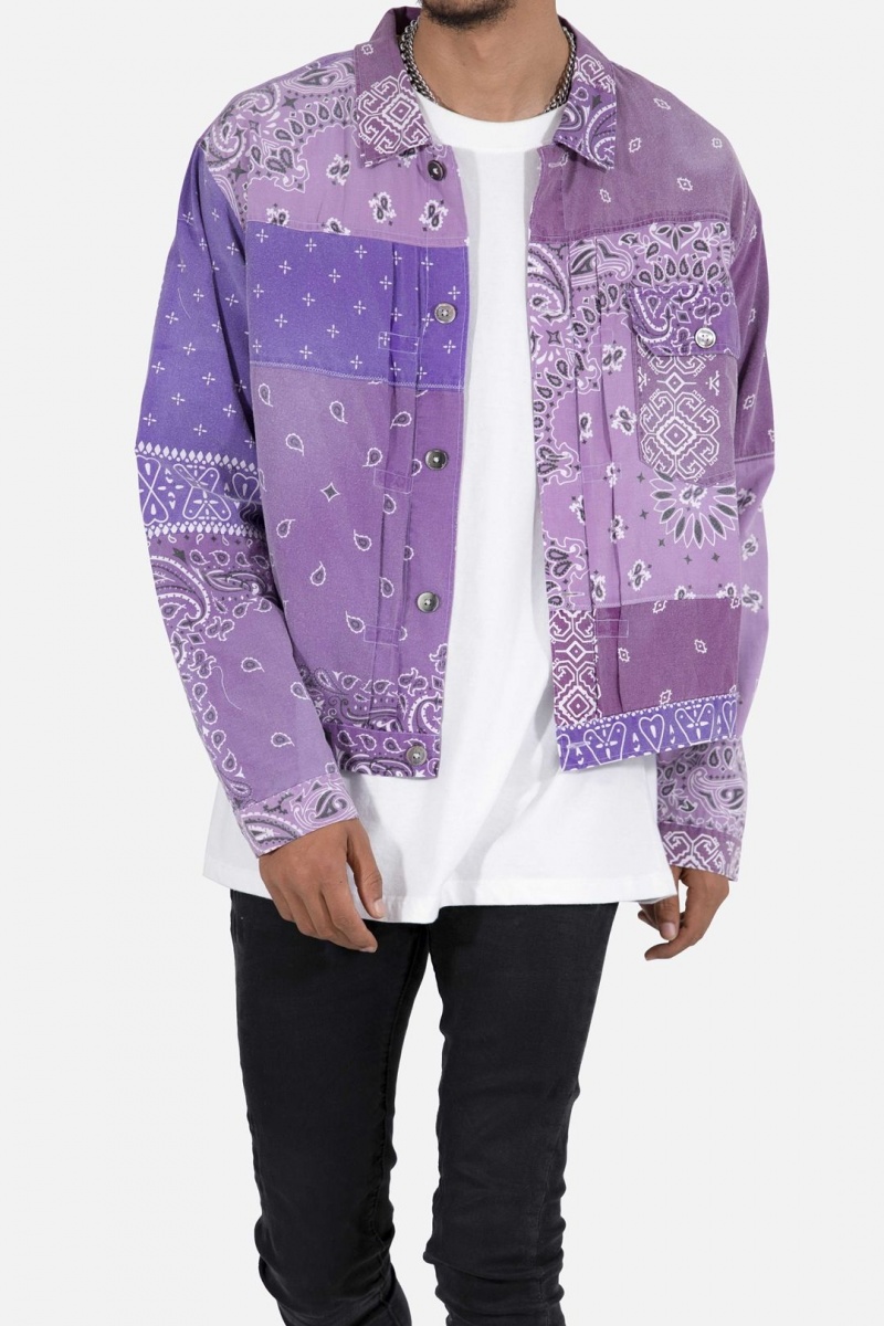 Chemises Mnml Bandana Trucker Shirt Violette Homme | EYQ-5892585