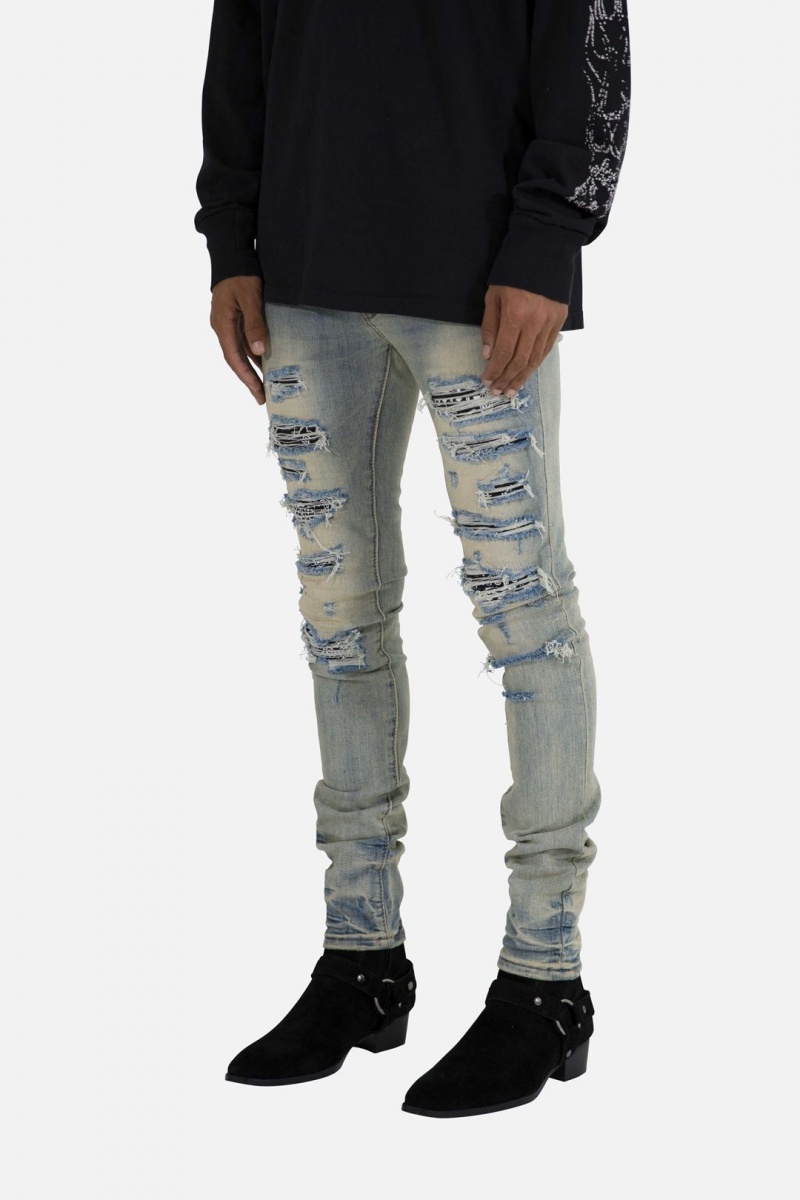 Skinny Denim Mnml X165 Paisley Mince Denim Blue/Black Homme | GUQ-6682950