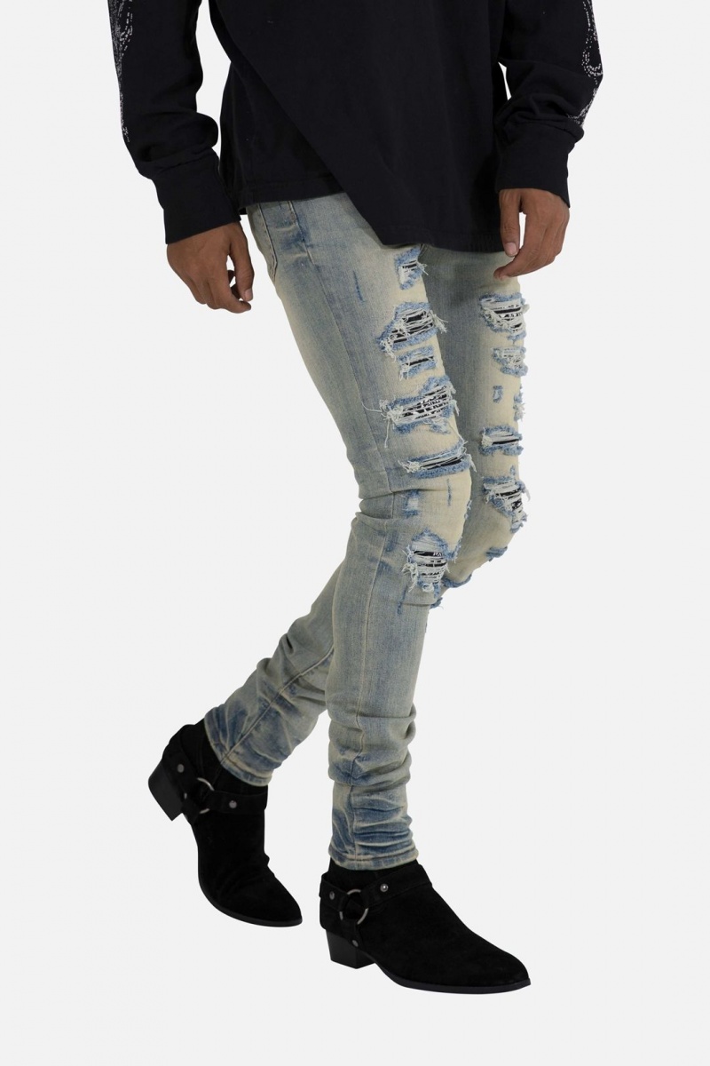 Skinny Denim Mnml X165 Paisley Mince Denim Blue/Black Homme | GUQ-6682950