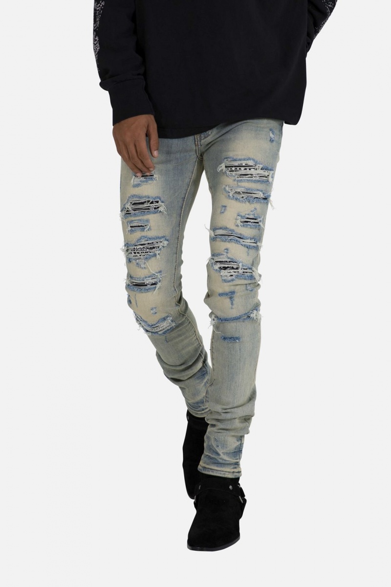 Skinny Denim Mnml X165 Paisley Mince Denim Blue/Black Homme | GUQ-6682950