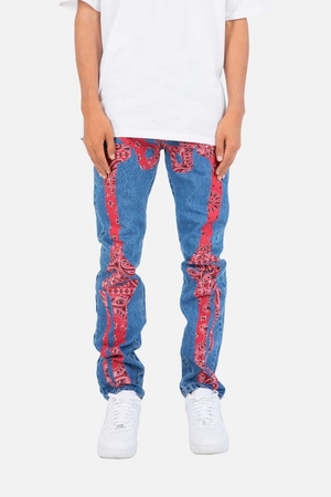 Straight Denim Mnml D261 Skeleton Droit Denim Blue/Red Homme | UPH-1803049