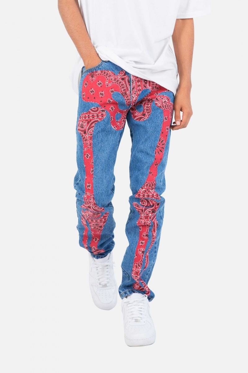 Straight Denim Mnml D261 Skeleton Droit Denim Blue/Red Homme | UPH-1803049