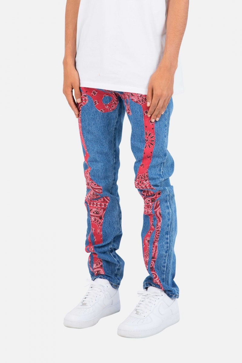 Straight Denim Mnml D261 Skeleton Droit Denim Blue/Red Homme | UPH-1803049