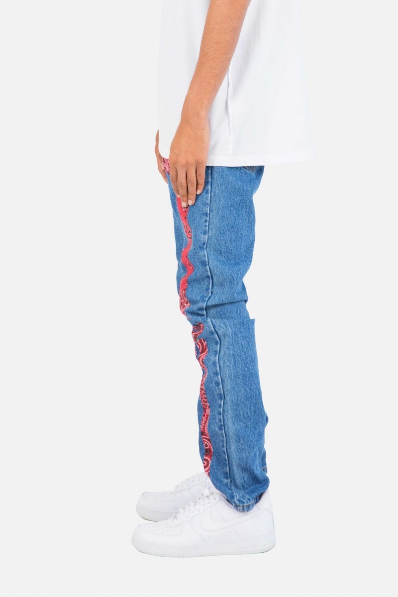 Straight Denim Mnml D261 Skeleton Droit Denim Blue/Red Homme | UPH-1803049