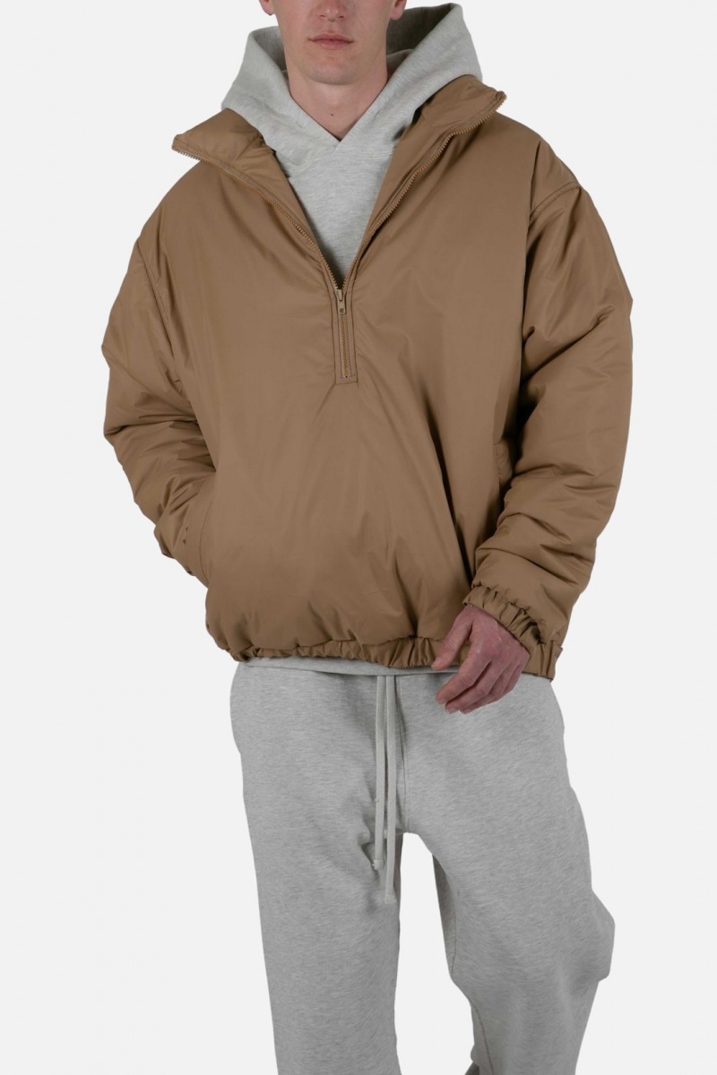 Vestes Mnml Half Zip Pullover Puffer Tan  | VEW-3620127