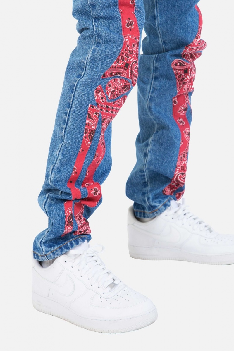 Straight Denim Mnml D261 Skeleton Droit Denim Blue/Red Homme | UPH-1803049