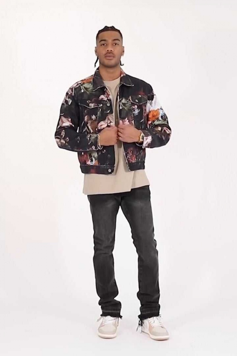 Vestes Mnml Floral Trucker Jacket Multi Homme | LUG-7833893