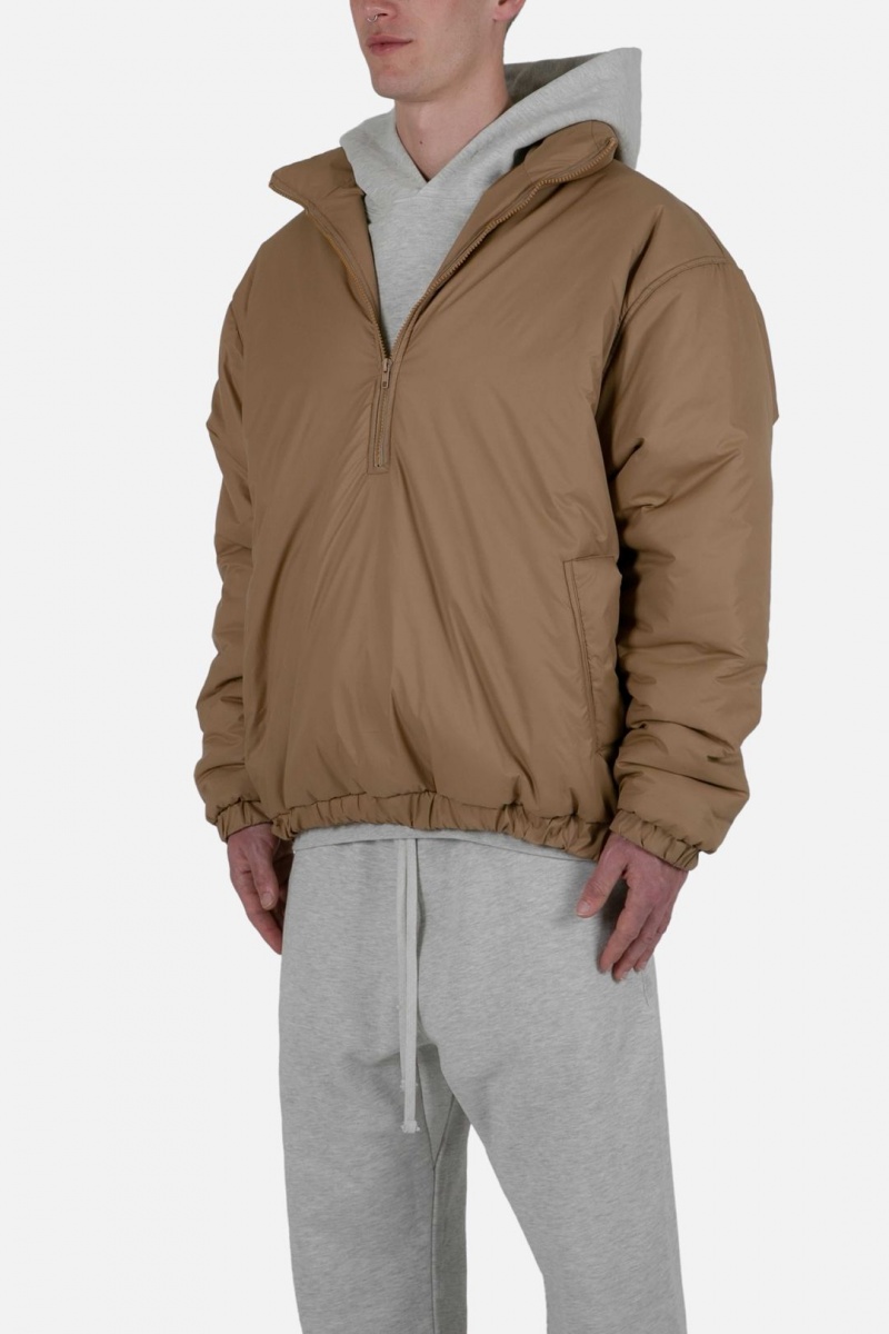 Vestes Mnml Half Zip Pullover Puffer Tan  | VEW-3620127