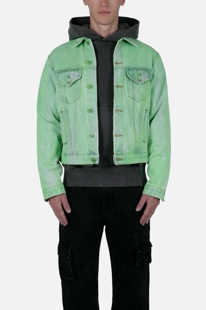 Vestes Mnml Painted Denim Trucker Jacket Vert  | OOY-3011465