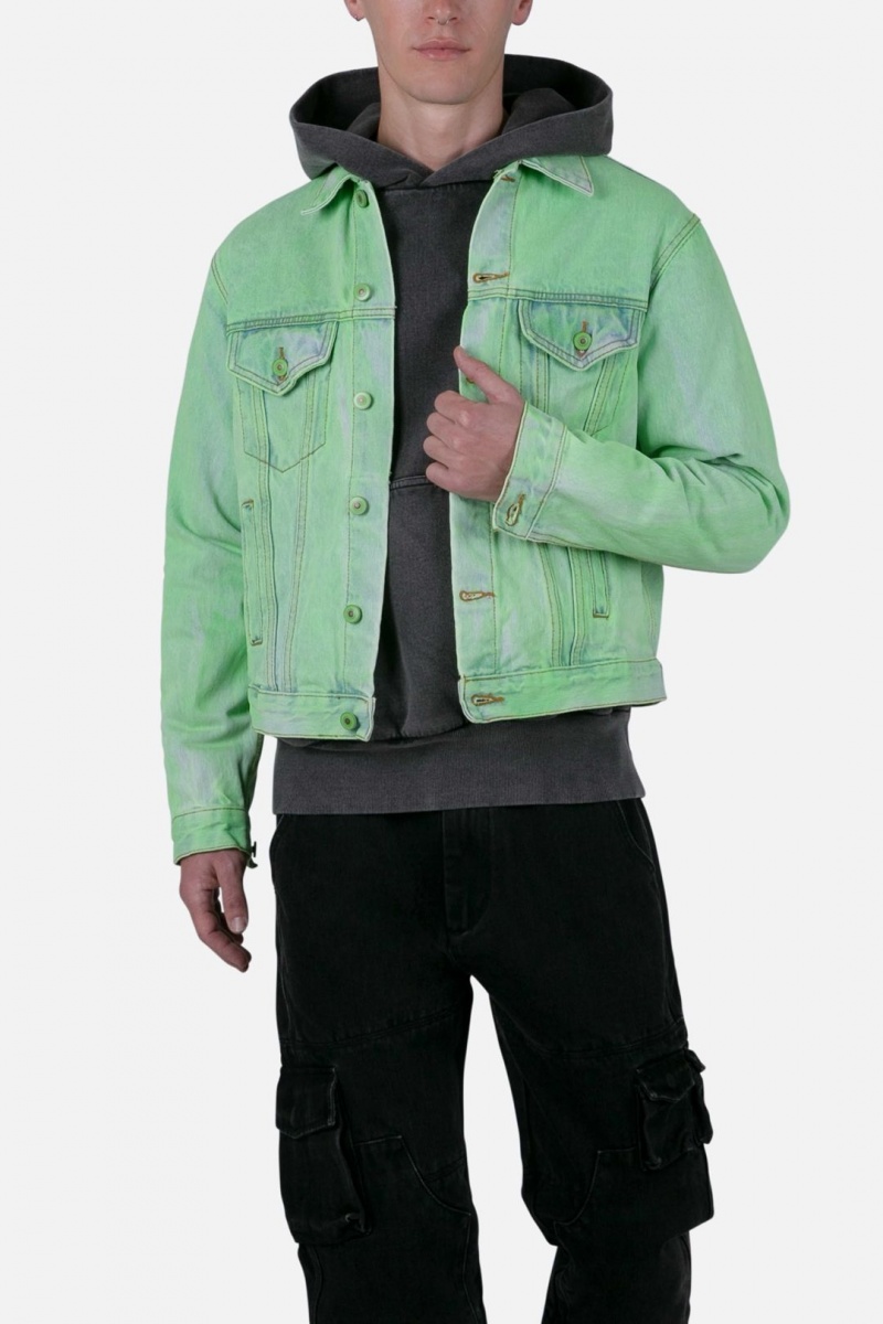 Vestes Mnml Painted Denim Trucker Jacket Vert  | OOY-3011465