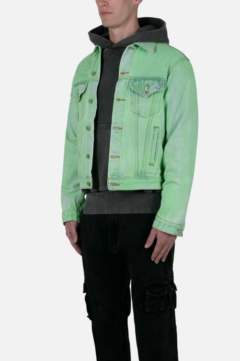 Vestes Mnml Painted Denim Trucker Jacket Vert  | OOY-3011465