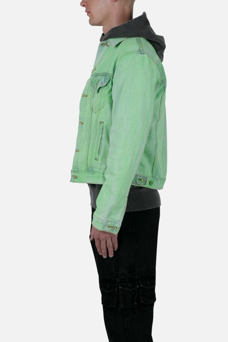 Vestes Mnml Painted Denim Trucker Jacket Vert  | OOY-3011465