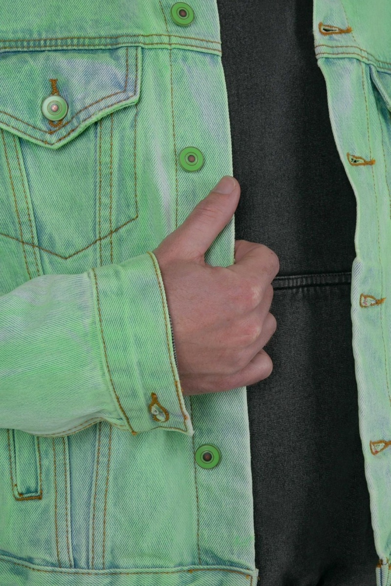 Vestes Mnml Painted Denim Trucker Jacket Vert  | OOY-3011465