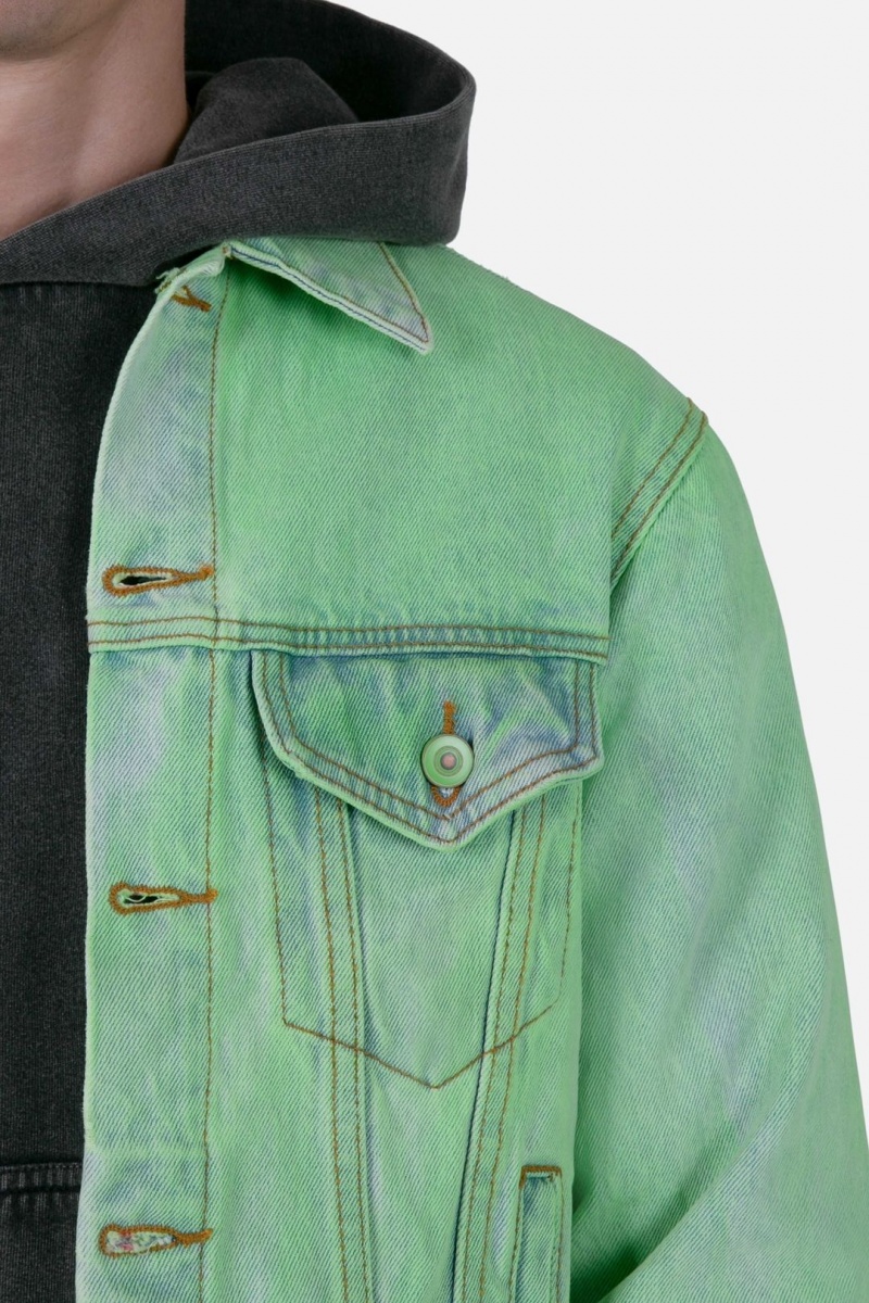 Vestes Mnml Painted Denim Trucker Jacket Vert  | OOY-3011465